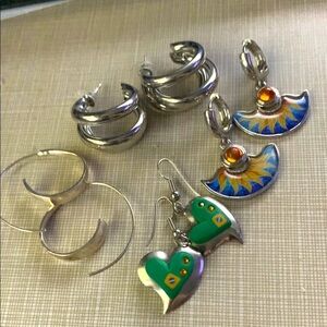 Bundle of 4 Colorful Silver Earring Collection